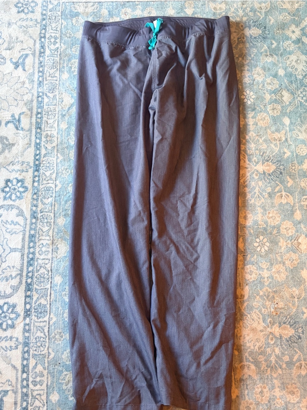 Figs women's Dark Gray Jogger Pants with Teal Drawstring